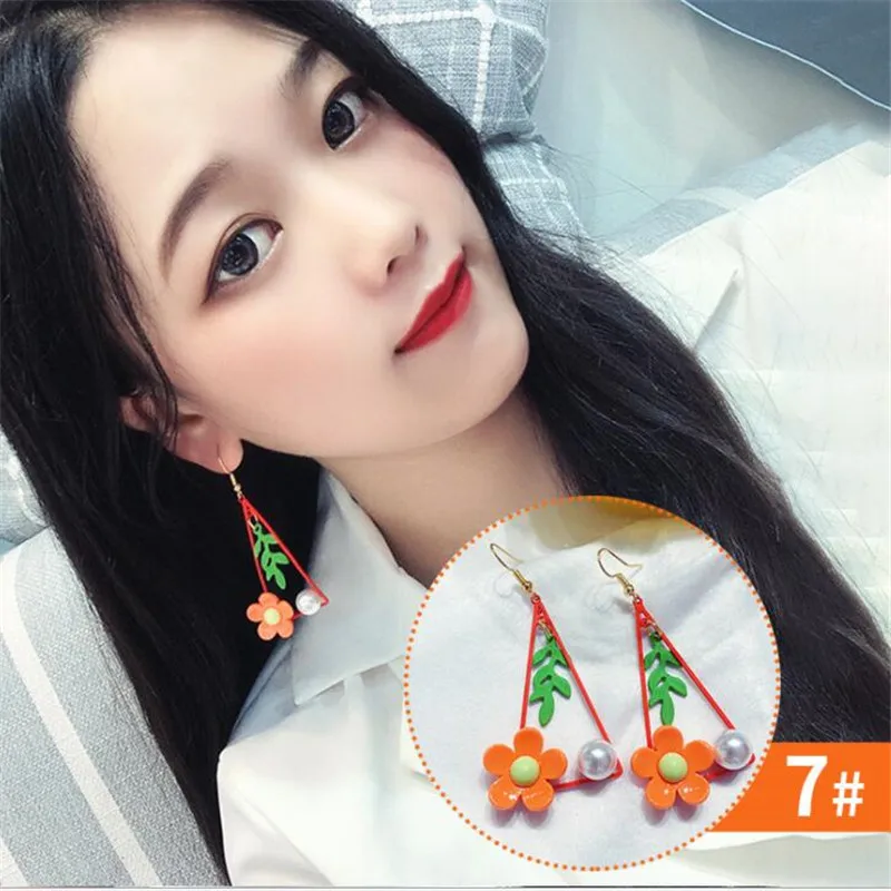 FYUAN модные оранжевые стильные Висячие серьги для женщин Bijoux Bohemia Акриловые лепестки маленький цветок висячие серьги Ювелирные изделия Подарки