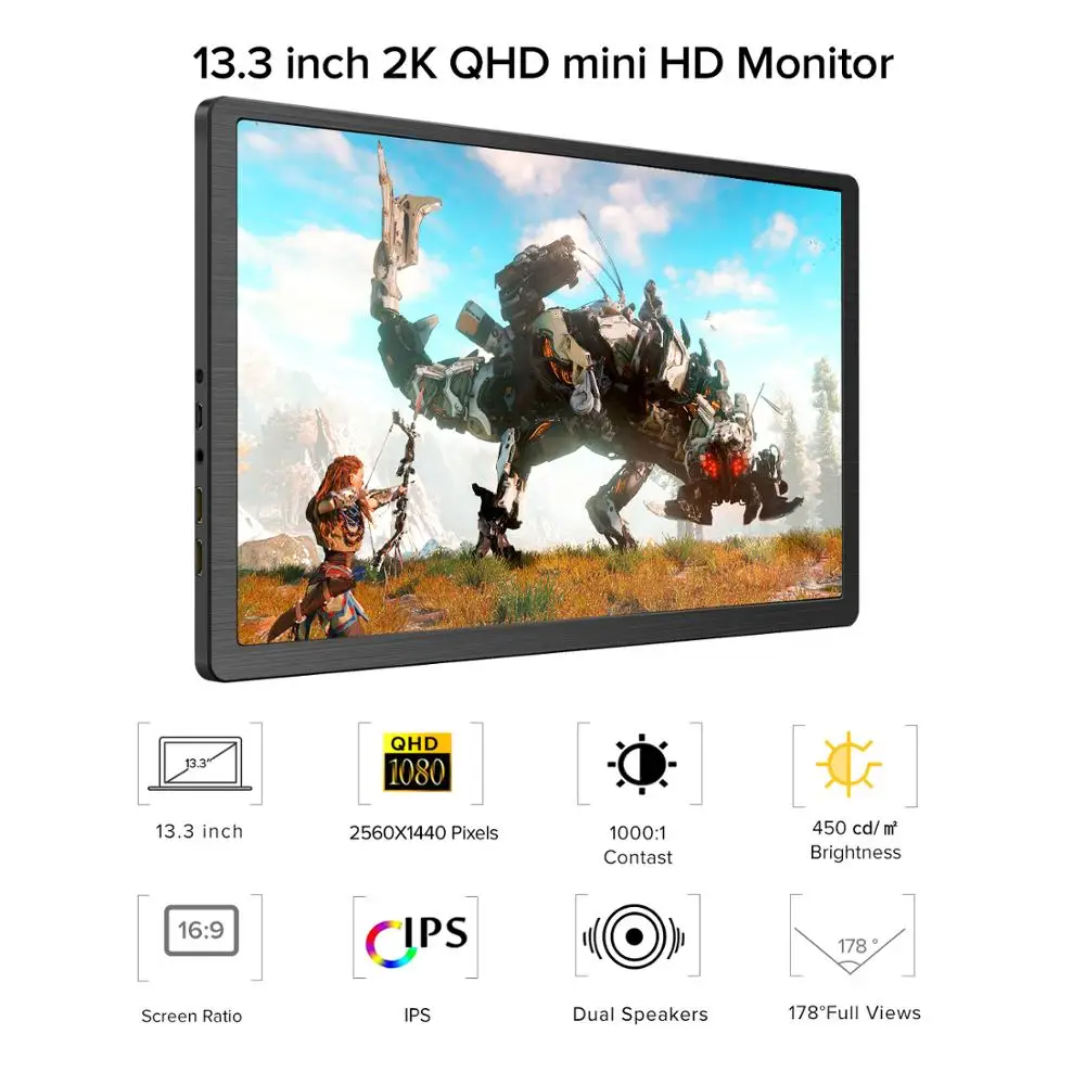 Портативный компьютерный ЖК-монитор UPERFECT 13 3 дюймов 2K FHD игровой экран для PS4 XB0X