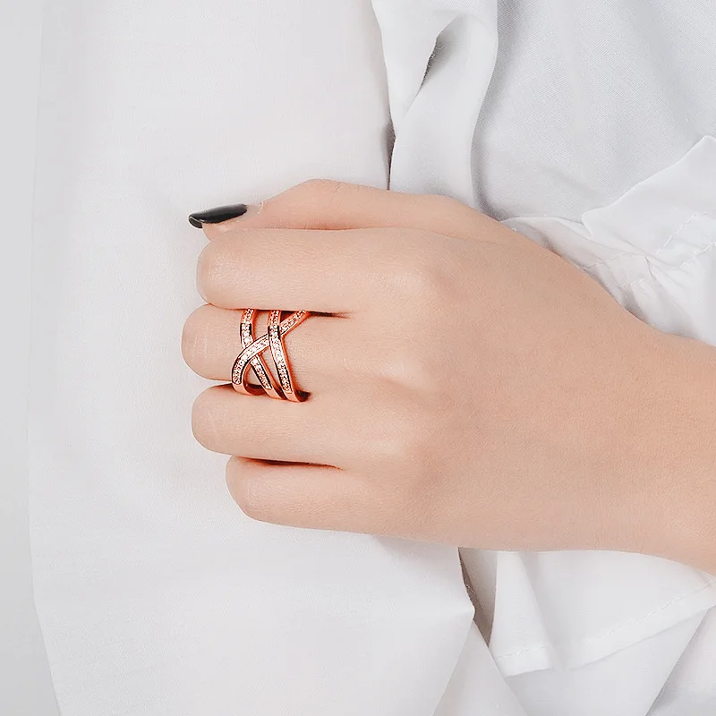 

OMHXZJ Wholesale European Fashion Woman Girl Party Birthday Wedding Gift Crown Wide AAA Zircon 18KT Rose White Gold Ring RR994