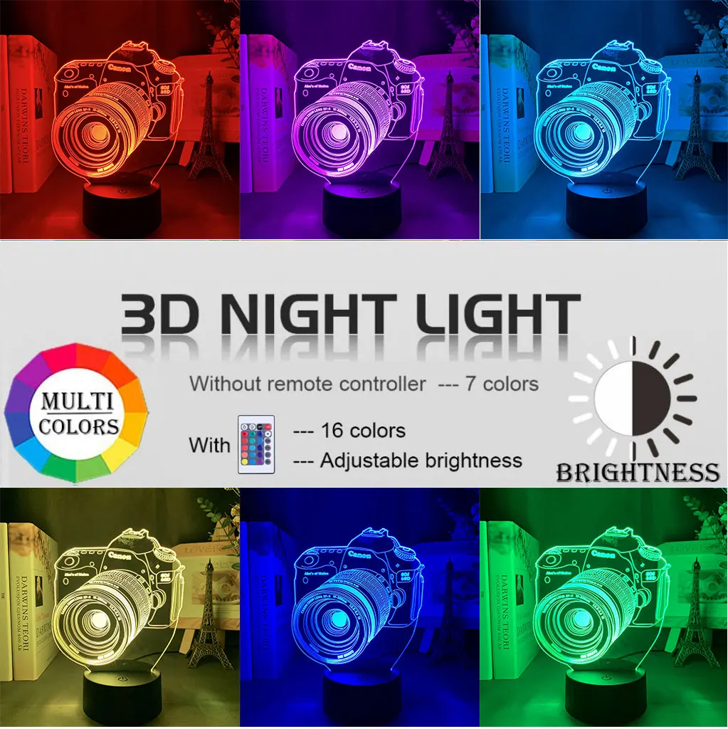 Newest Kid Light Night 3D LED Creative Table Bedside Lamp Romantic Camera light Kids Gril Home Decoration Gift | Освещение