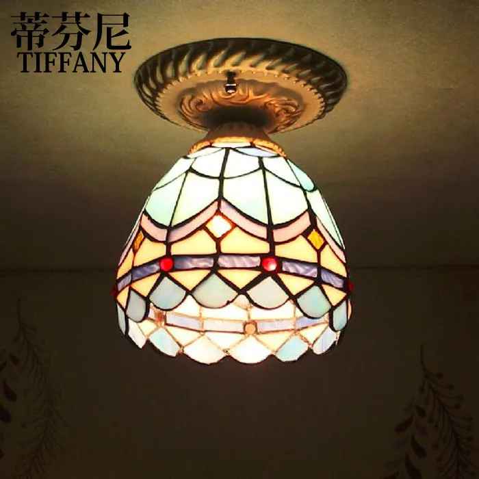 

Tiffany style ceiling lamps color glass lamp Mediterranean Restaurant corridor lamp bedside lamp