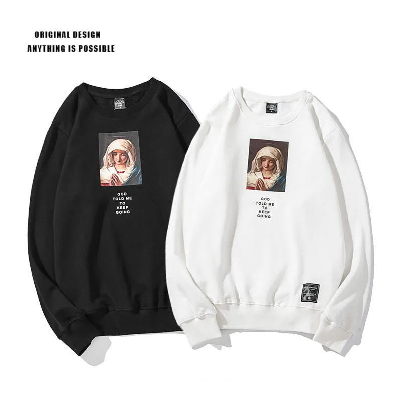 Мужская одежда для осени и зимы хлопковая толстовка с принтом Мадонны круглым