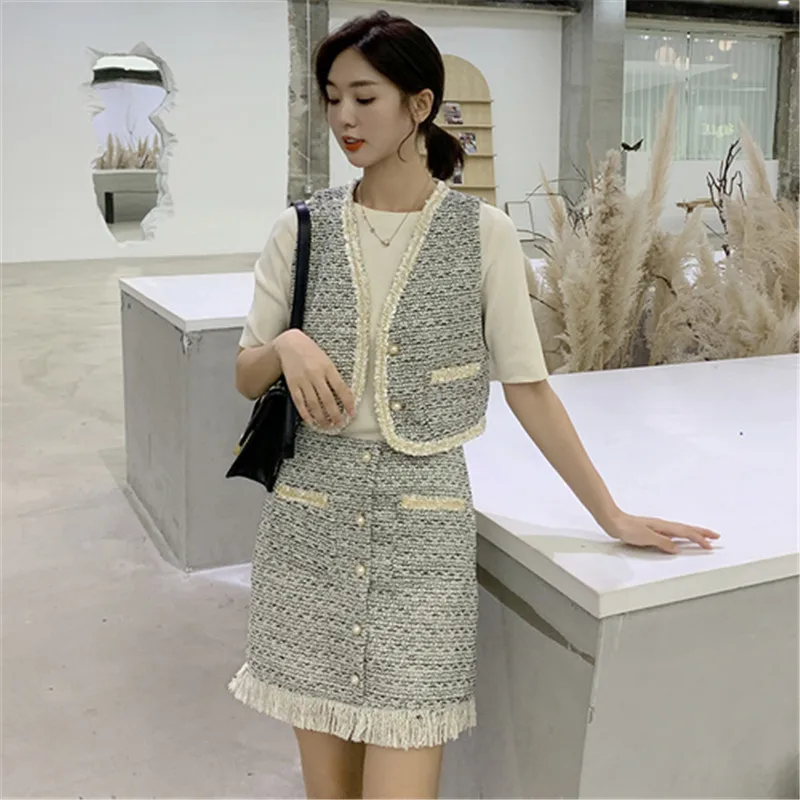 2019 осенний подиумный высококачественный Женский твидовый комплект из 2