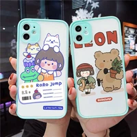 phone case for iphone 12 11 mini pro xr xs max 7 8 plus x cute anime girl snacks matte transparent blue cover