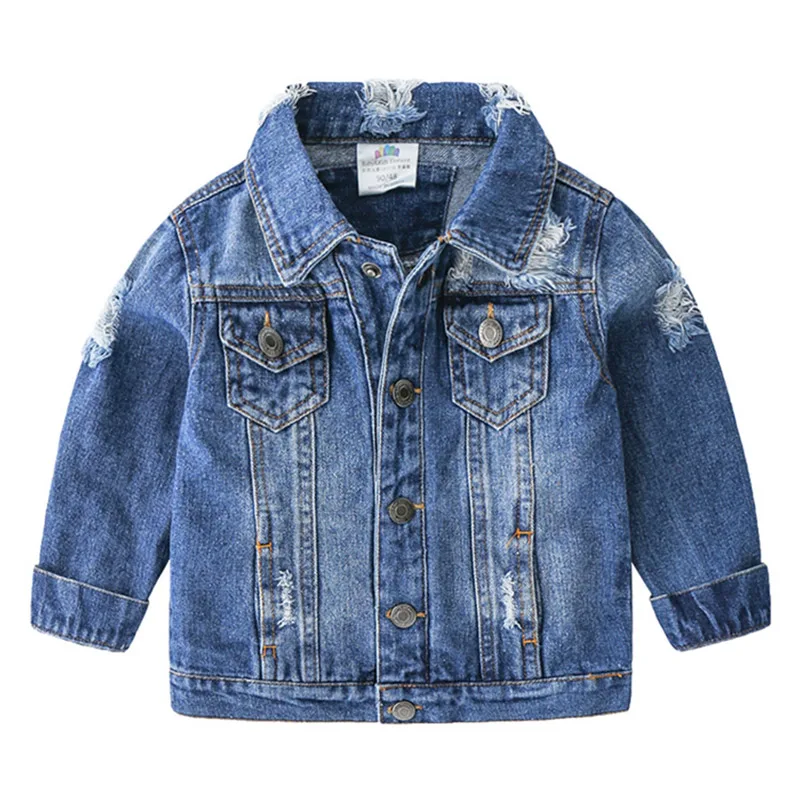 

2023 Spring New Fashion 3 4-10 12 Years Teenager Children Clothing Baby Coat Tops Handsome Kids Boys Autumn Holes Denim Jackets