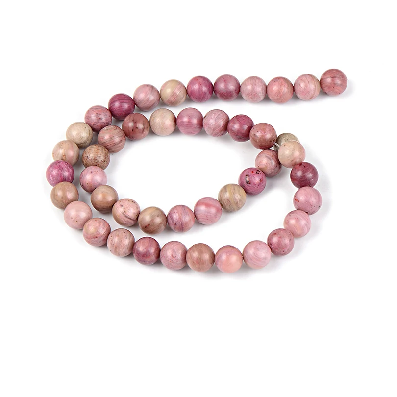 Pink Alabaster Натуральный Камень Бисер для изготовления ювелирных изделий браслет Цепочки и ожерелья тигровый глаз и лавовый камень Свободные Круглые бусины Diy аксессуары для рукоделия - Цвет: Pink Alabaster