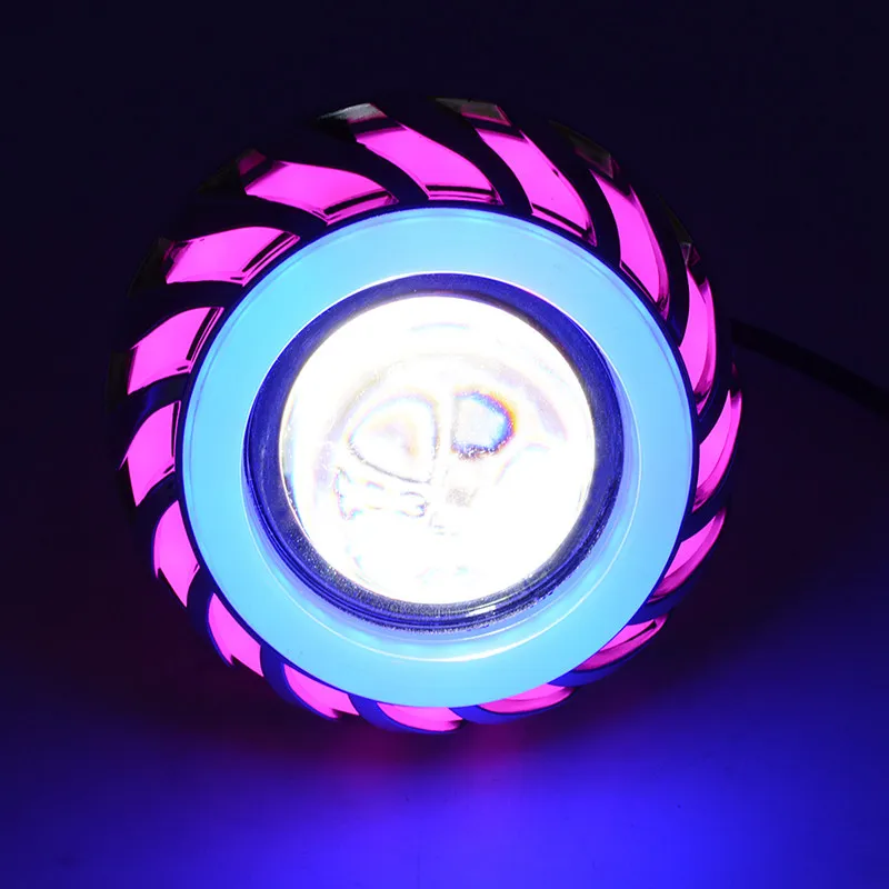 12V Motorcycle Head Light Lamp Projector Lens With Led Angel Devil Eyes Headlight 30W 1200Lm 200000H Double Aperture | Лампы и