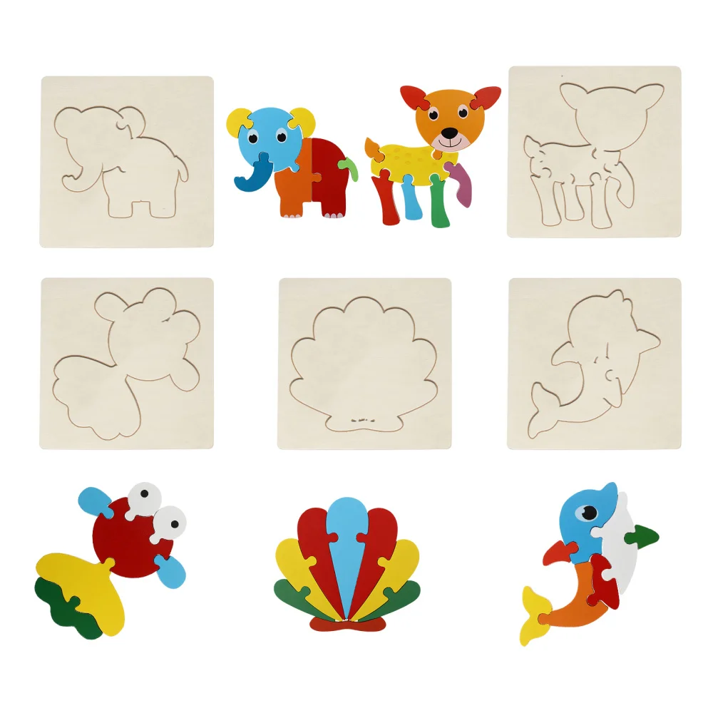 

5 Sets Funny 3D Cartoon Jigsaw Child Wooden Puzzle Early Learning Puzzle