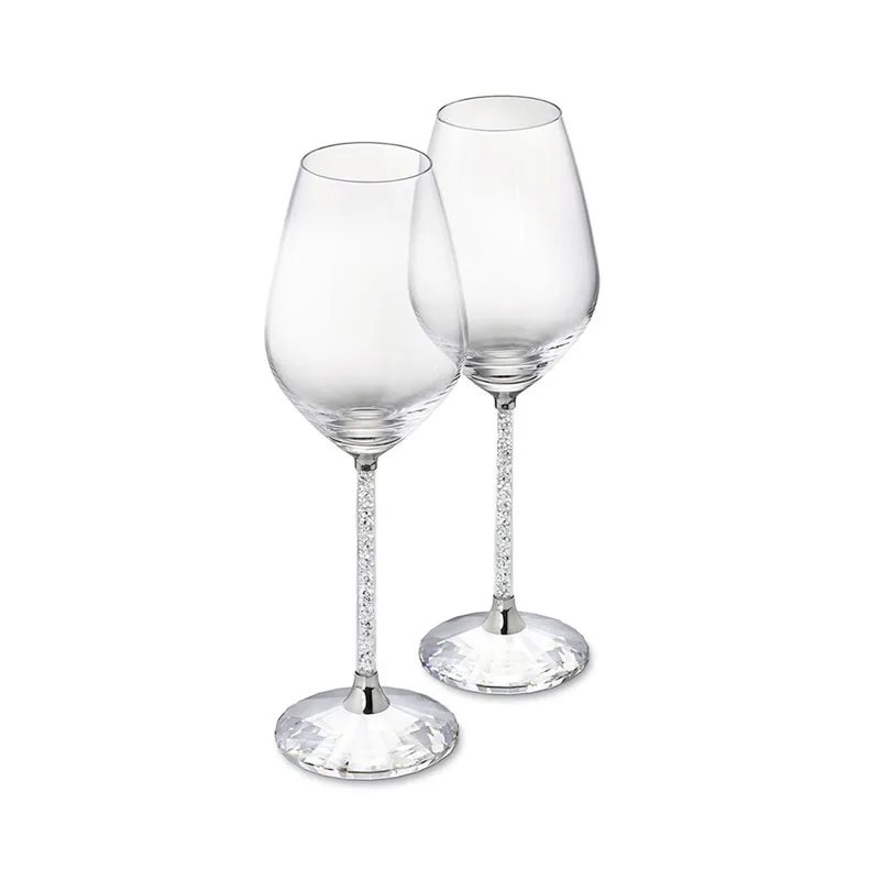 

2 Pcs Wedding Glasses Goblet Wine Glass Crystalline Luxury Party Toasting High Quality Crystal Rhinestones Design H1004