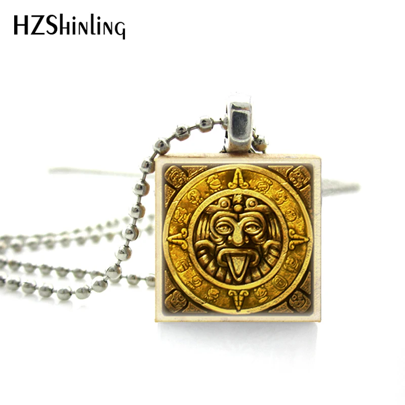 Ацтекский календарь камень с фотографиями деревянное квадратное ожерелье