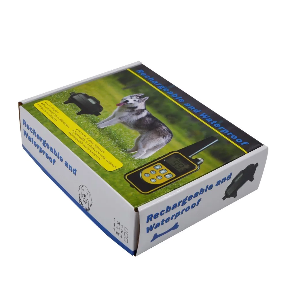 

Pet Dog Training Collar Remote Electric Shock Vibration Rechargeable Rainproof Blue LCD For 3 Dogs