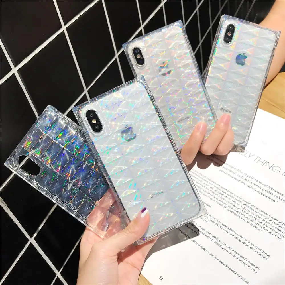 3D Laser Gradient Shockproof Silicone Phone Case For iPhone X XR XS Max 8 7 6 6S Plus Transparent Soft TPU Protection Back Cover |
