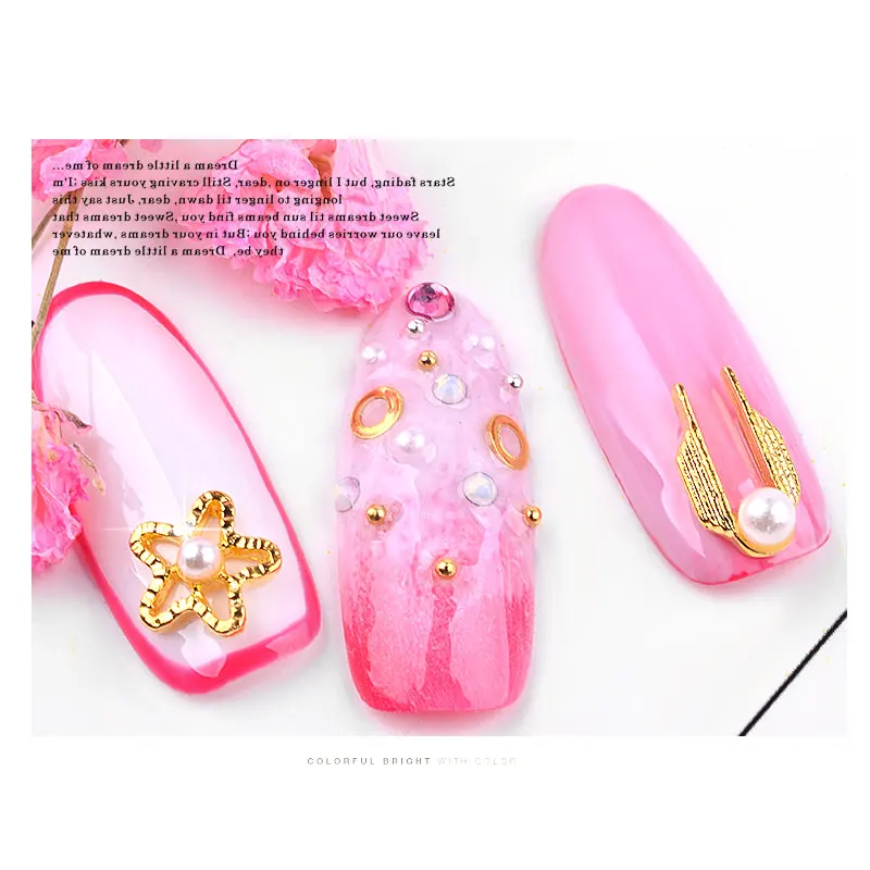 5 шт 3D Сплав Аксессуары для дизайна ногтей сверкающие хрустальные золотые ногти