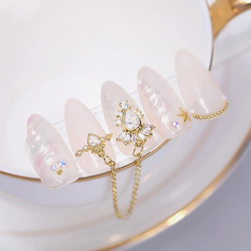 1 шт. сверлильные цепи из сплава для ногтей Блестящий металлический Цвет Стразы