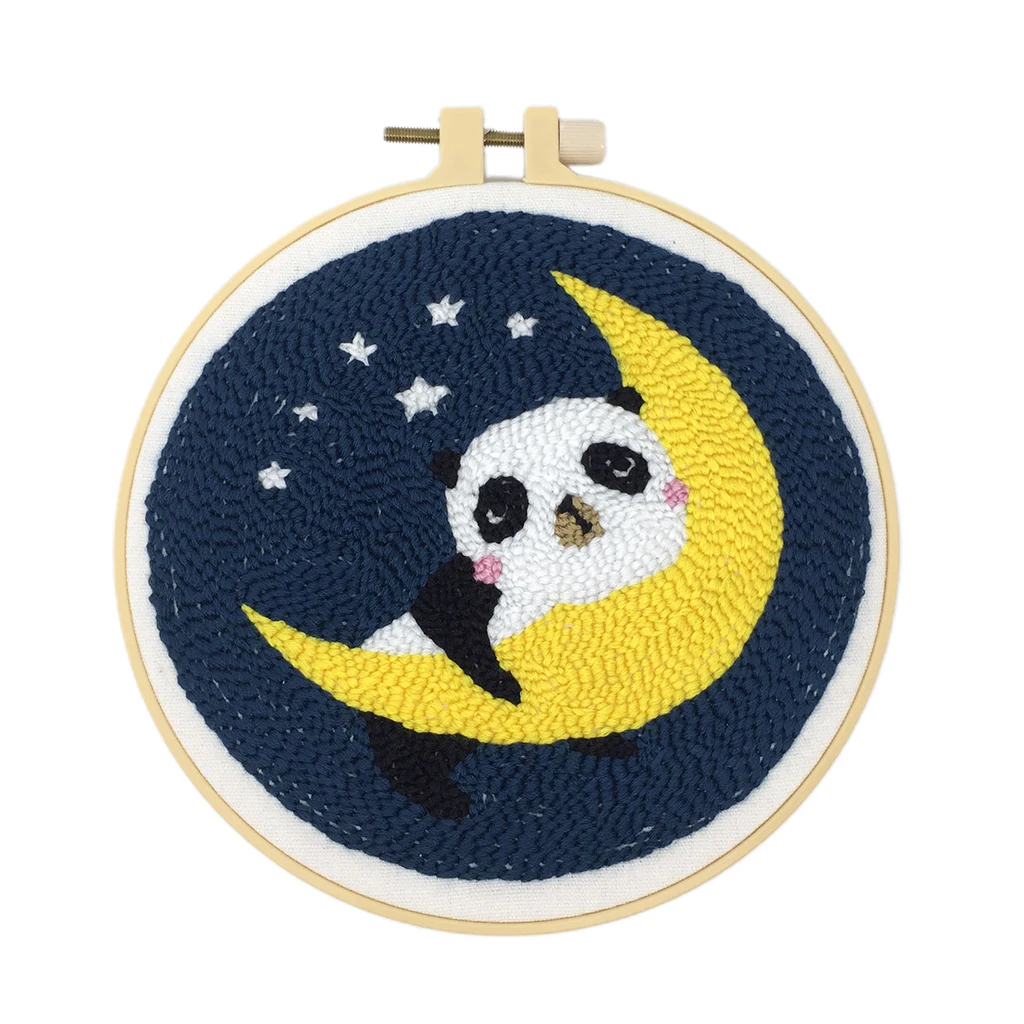 

Animal Punch Needle Embroidery Kits Soft Yarn for Beginners Hand Craft 15cm