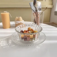 embossed glass bowl dessert salad bowl breakfast cereal bowl transparent girl heart lace