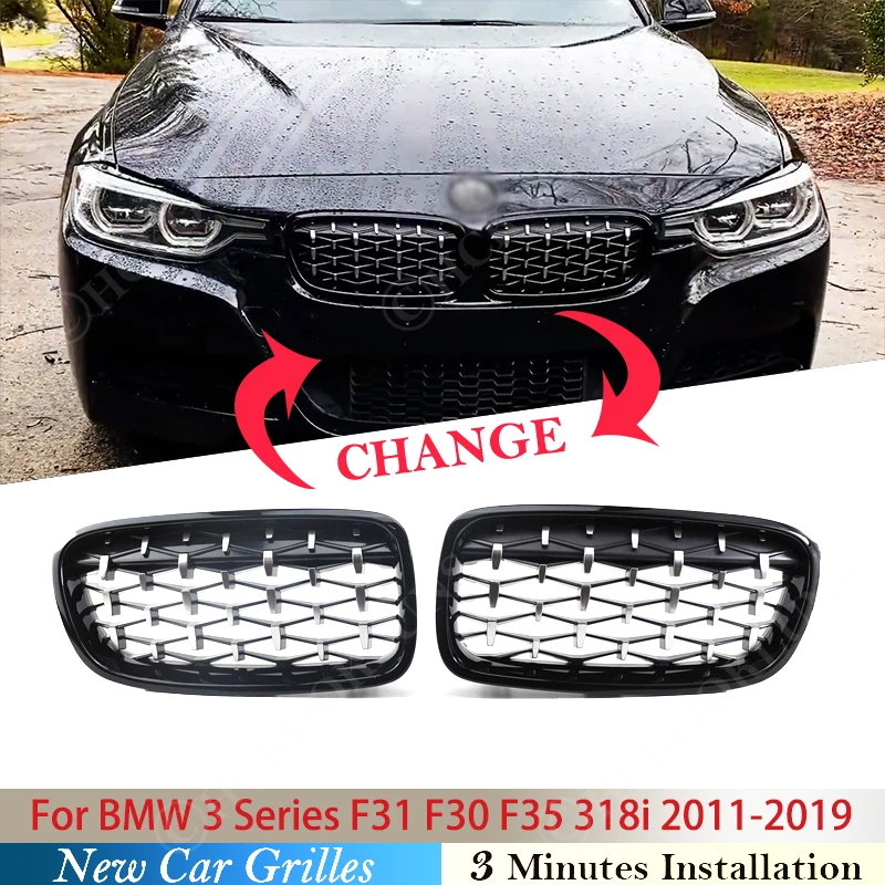 

Передняя решетка радиатора, алмазные метеоритные решетки для BMW 3 серии F30 F31 F35 wagon sedan 2011 ~ 2019 320d 330d автомобильный Стайлинг 2012