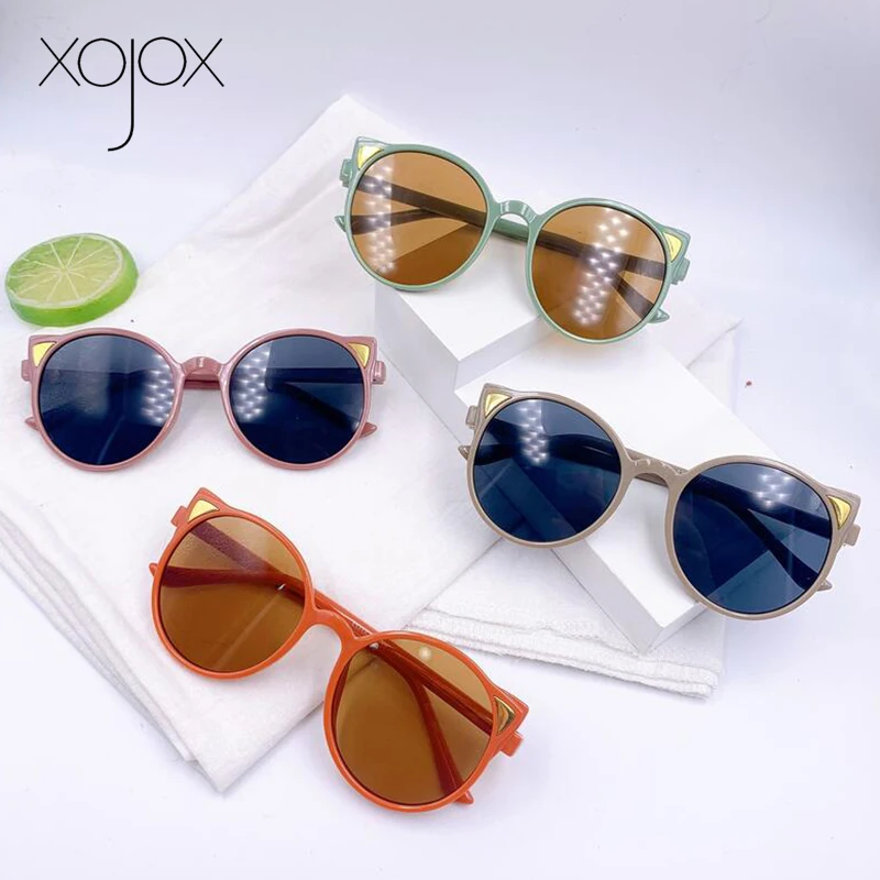 

XojoX Fashion Round Children Sunglasses Boys Girls Cute Cat Ear Sun Glasses Vintage Cool Kids Eyeglasses Lovely Baby Goggles