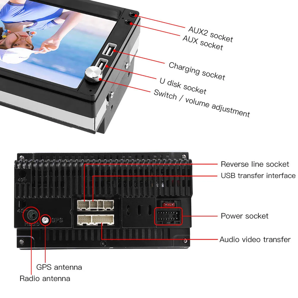 Универсальный Автомобильный мультимедийный плеер стерео система с 7 дюймовым