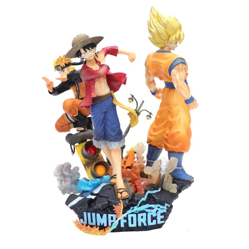 

Class JUMP big fight, Son Gokū, Fire Shadow Naruto, Monkey D. Luffy, three giant statue PVC Material Boutique action figure