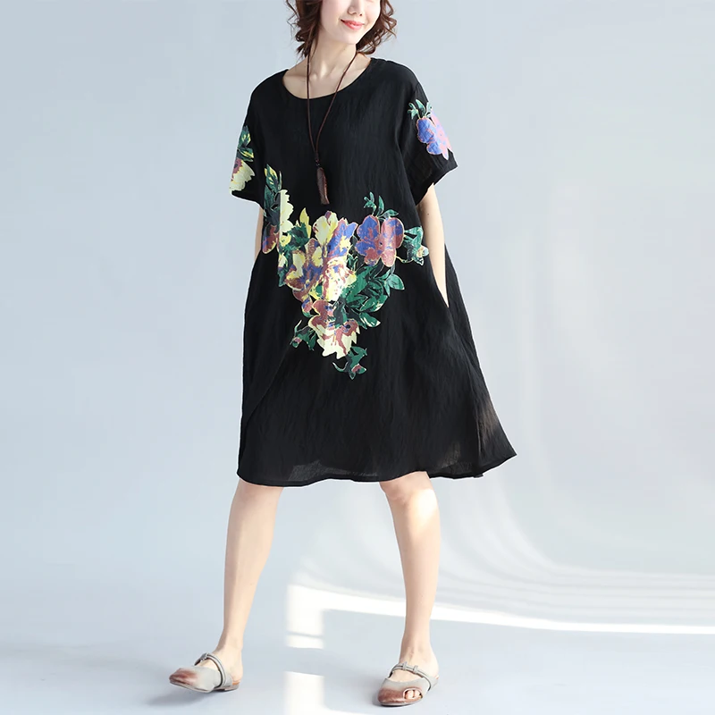 Платье женское с цветочным принтом модный элегантный топ свободного кроя