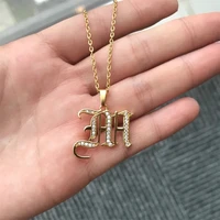zircon jewelry initial letter necklace for women stainless steel chain necklaces old english pendant charm christmas gifts