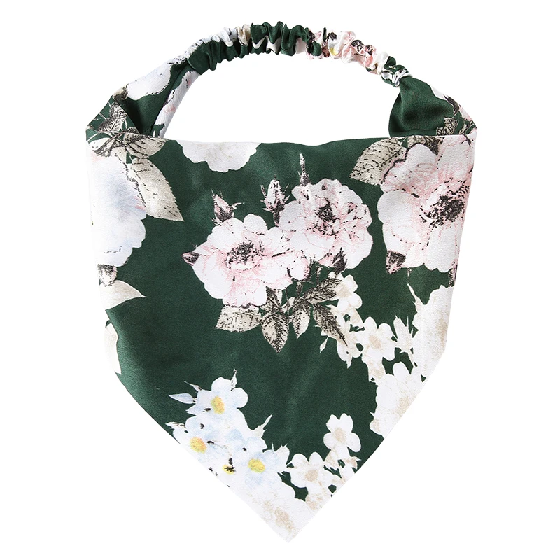 

2021 Women Printing Bandanas Triangular Hair Scarf Elastic Hairband Ornament Headwear Ripple and Tie Dye Turban for Women Girls