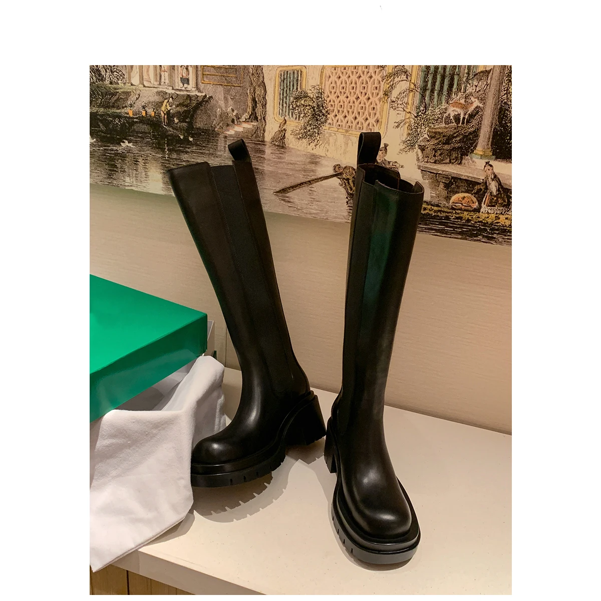 

Новинка Осень-зима 2021, кожаные однотонные женские удобные ботинки высокого качества на среднем каблуке с круглым носком