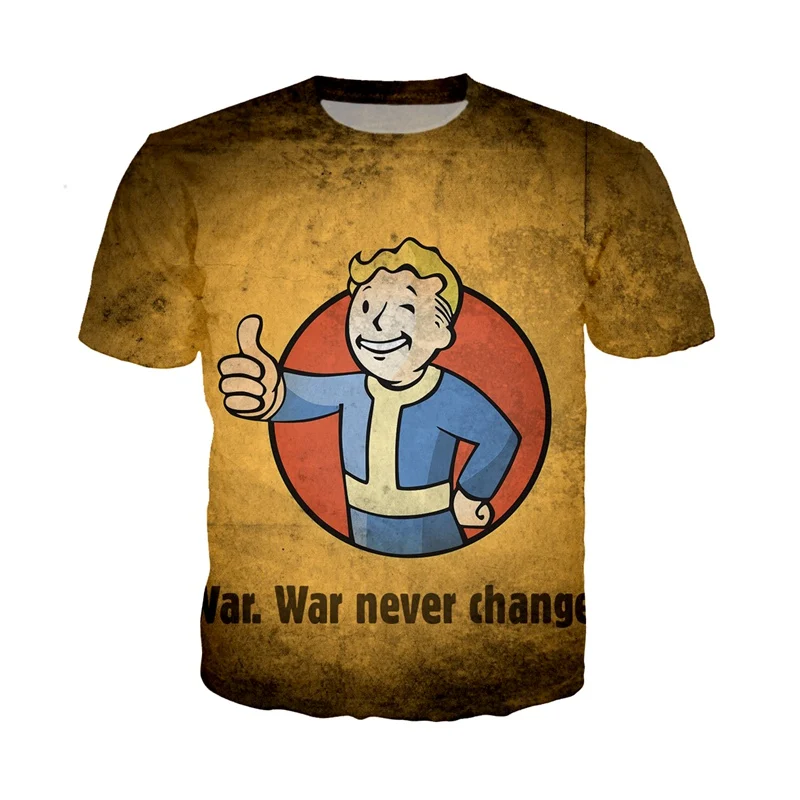 Модная летняя электронная видео игра Fallout 3D принт для мужчин и женщин уличная одежда в стиле хип-хоп пуловер забавные крутые футболки хараюку одежда