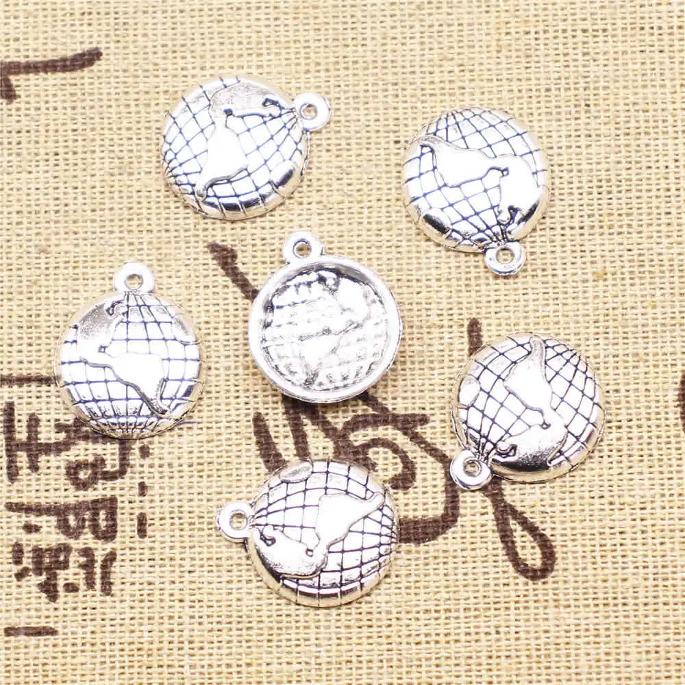 

Map Charms Supplies For Jewelry Making Kit Antique Silver Color 20pcs 17x20mm
