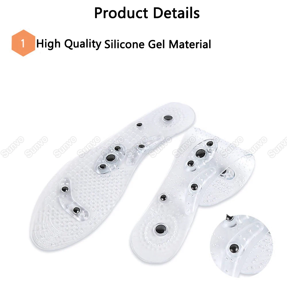 Стельки из силикона магнитные для похудения с поддержкой свода стопы массажные