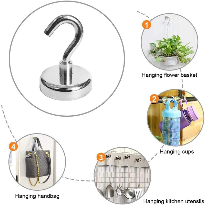 

5Pcs/10pcs Strong Magnetic Hooks Heavy Duty Magnet Holder Wall Hanging Hanger Magnetic Base Home Storage Organization