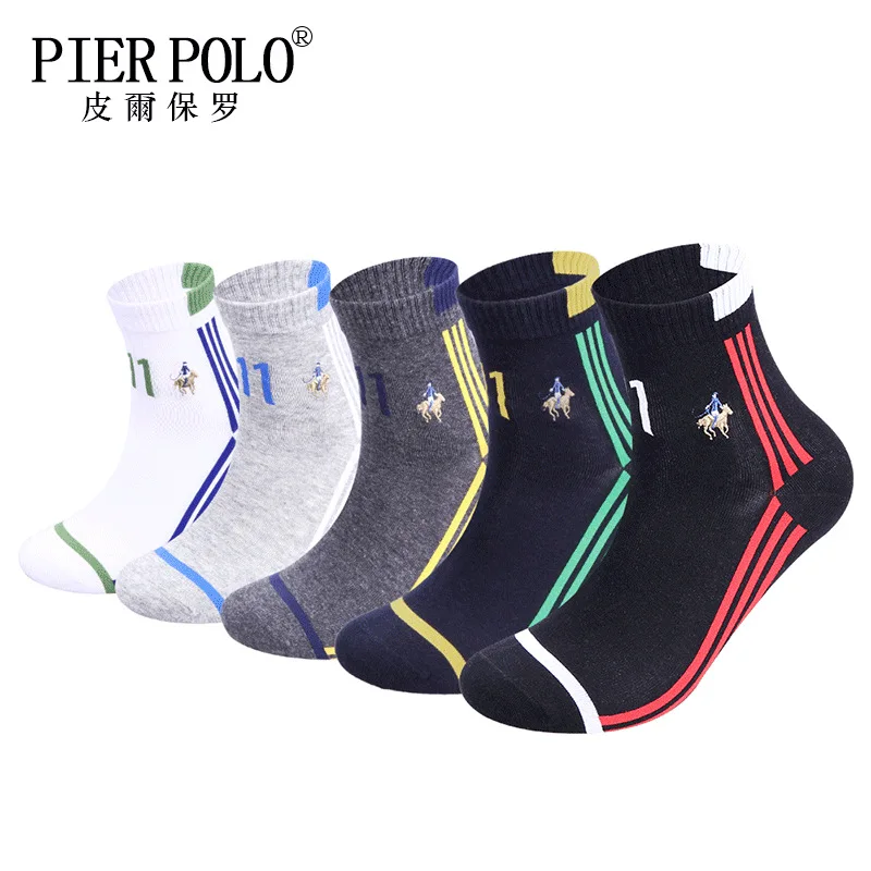 5 пар/лот Высококачественная брендовая одежда Pier Polo модные Повседневное хлопковые носки Бизнес вышивка Для мужчин носки от производителя;