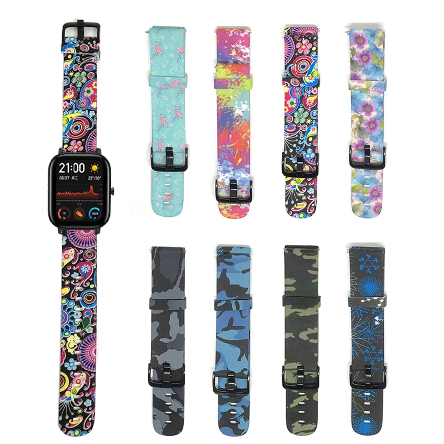 Спортивный ремешок для часов Amazfit GTS Камуфляжный Браслет Для Xiaomi Huami Amazfit Bip/GTR 42 мм ремешок для часов huawei 2
