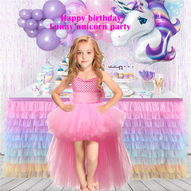 Рождественское платье для девочек с единорогом длинным хвостом и крыльями