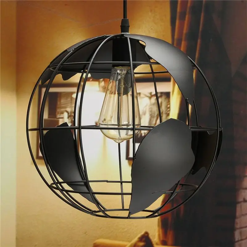 

Black creative loft continental single retro globe chandelier Modern metallic lounge caf casual ceiling lamp