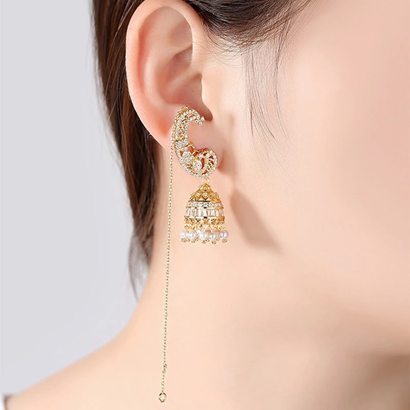Винтажные богемные циркониевые бусины кисточки Висячие этнические Jhumka Jhumki