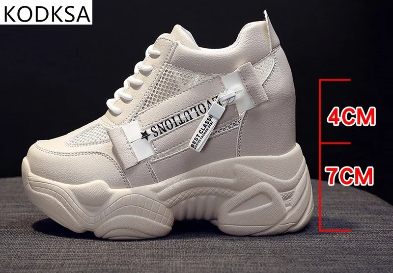 

2021 New Women Wedges Sport Shoes For Woman Increasing Chunky Dad Sneakers Ladies Breathable Mesh Platform Casual Shoes