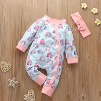 2020talloly infant childrens rainbow printed long sleeve romper set romper one piece european style