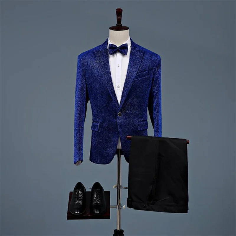 

Costumes sequined jacket mens suits shiny silk blazers fake pocket slim clothes ternos chaquetas de traje vestido de novia