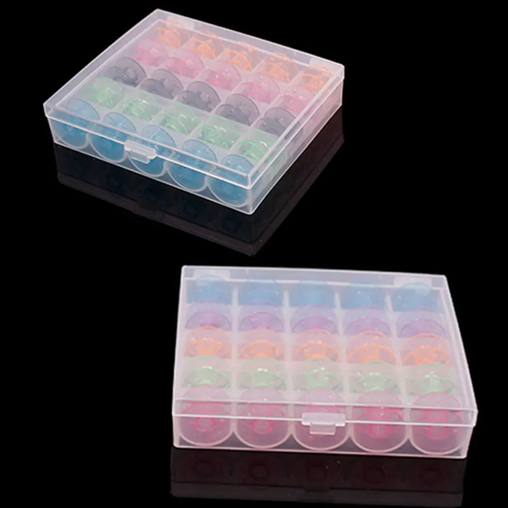 

25Pcs/Set Bobbins Box Set Sewing Machine Spools Colorful Plastic Metal and Case Storage Box Sewing Equipment Tools Accessories