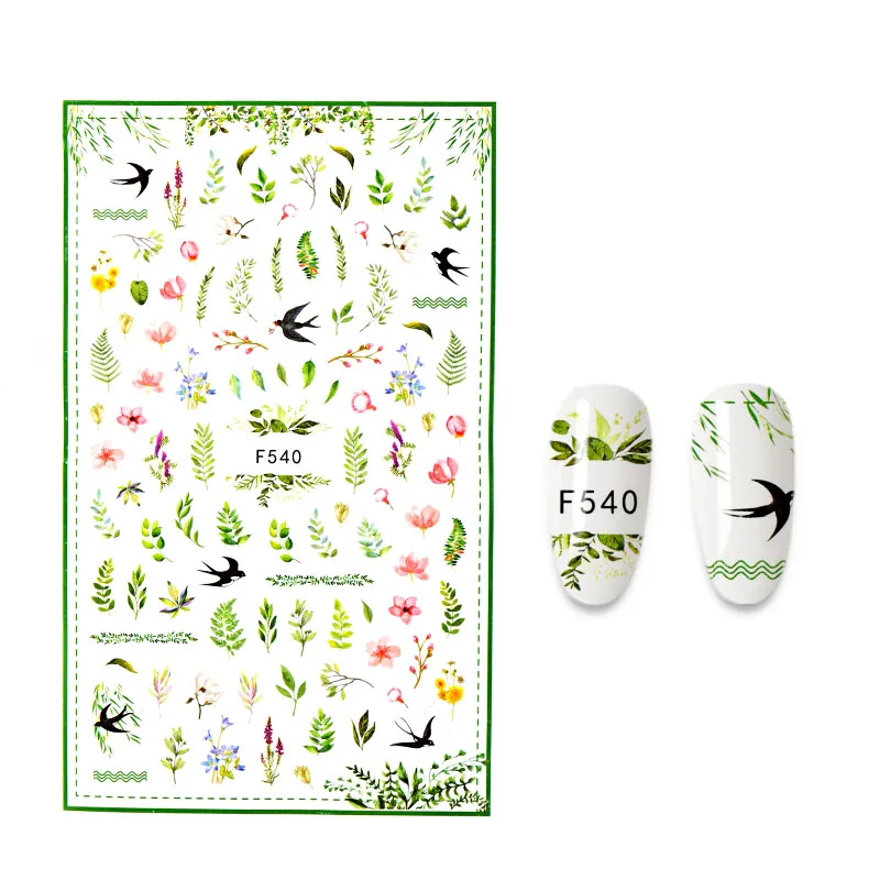 

Наклейки для ногтей в виде цветов и птиц, 1 шт.
