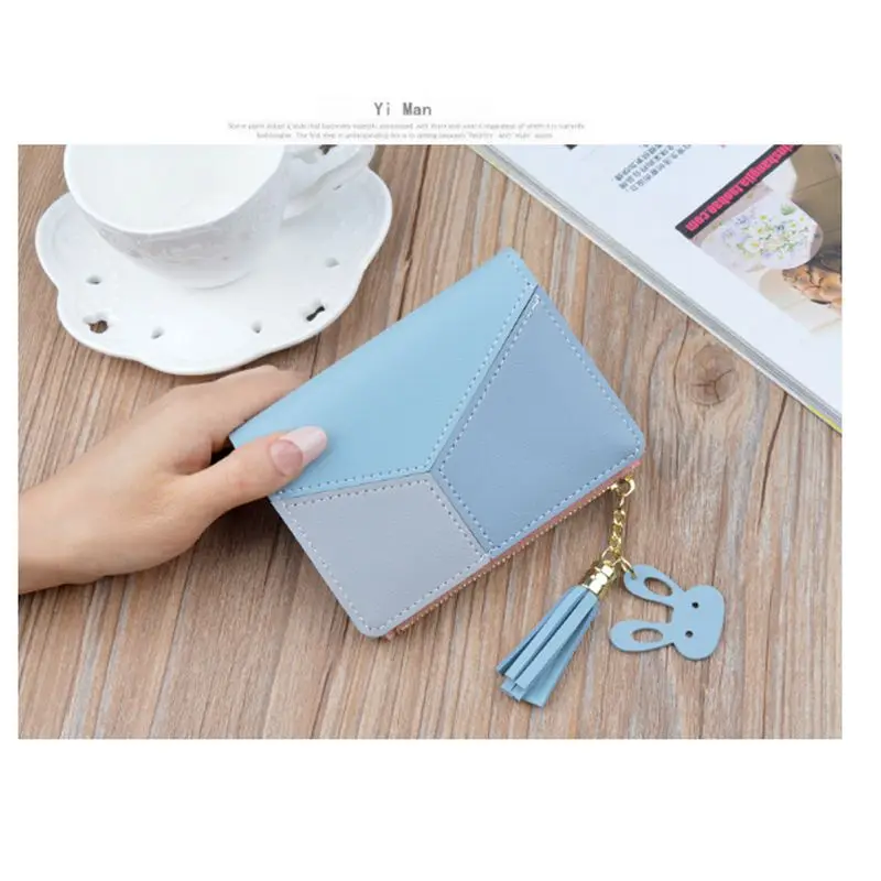 Женский кошелек на молнии с технологией RFID Модный женский однотонный карман для