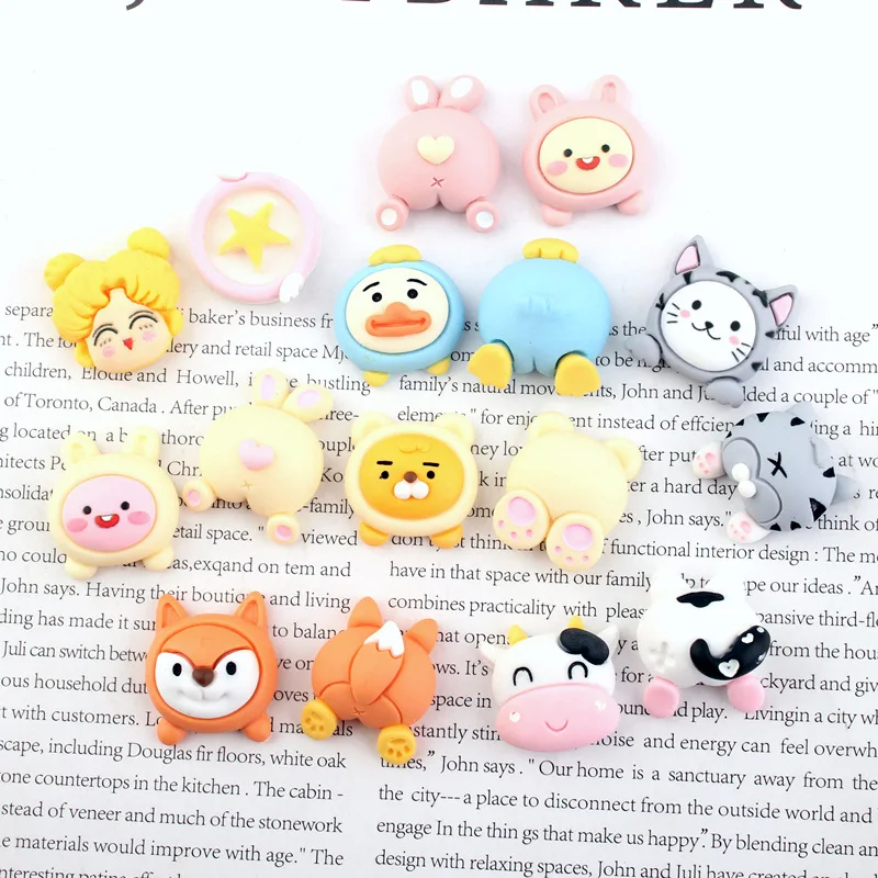 

Kawaii Cartoon Animal Buttocks Flatback Resin Cabochon Scrapbook Craft Accessories Can Be Add Hooks