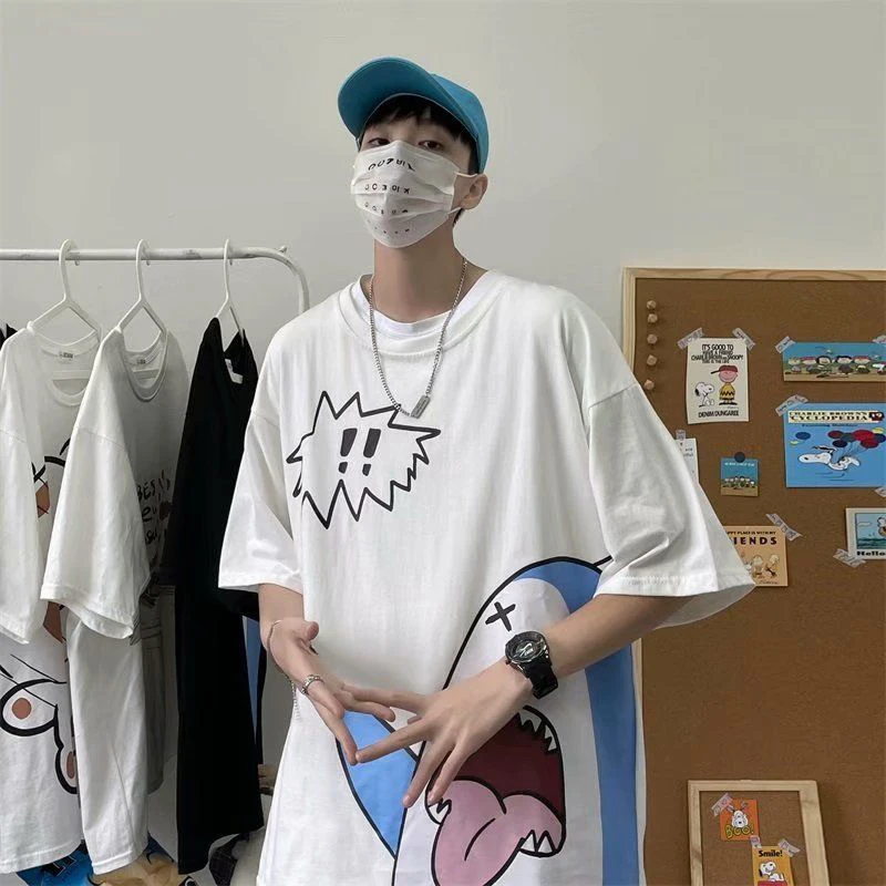 Футболка Мужская/женская с мультяшным аниме принтом оверсайз|Мужские футболки| |