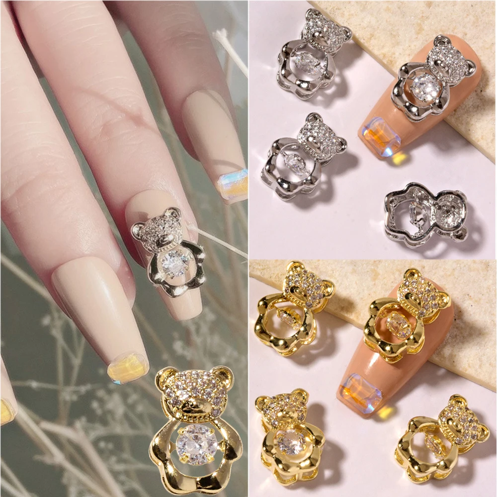 3D украшения для ногтей с кристаллами в форме медведя из циркония 1 шт. | Красота и