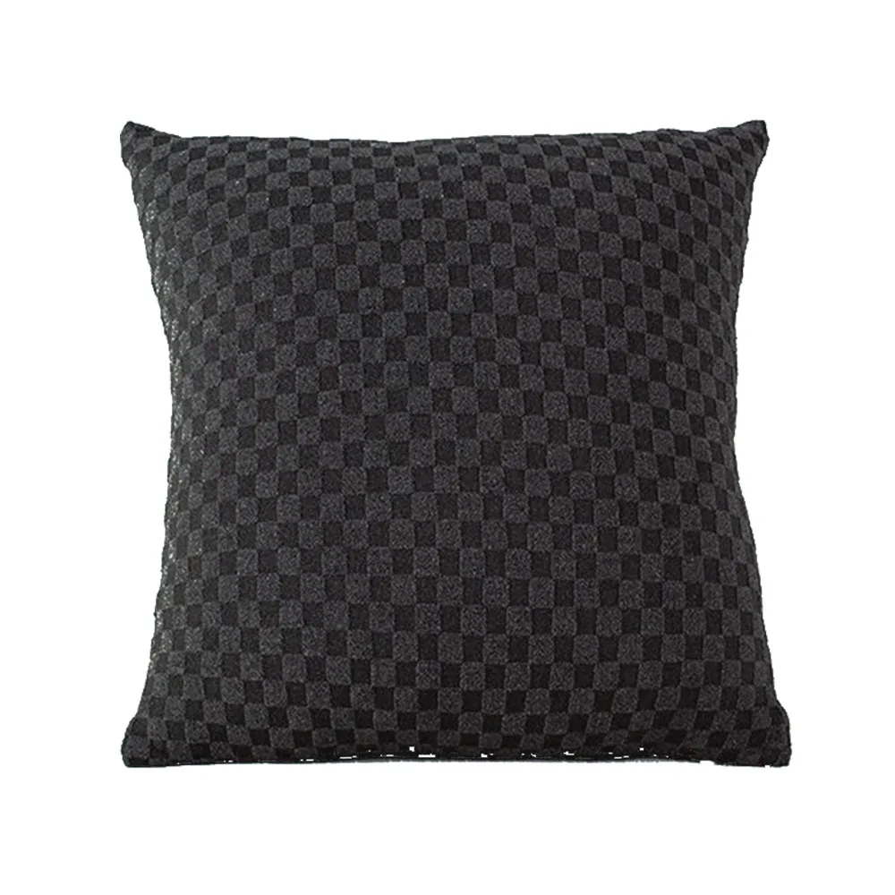 

2021 Fashion Nordic Square Plaid Pillowcase Sofa Back Cover Bedside Office Plush Jacquard Fabric Pillow Cover
