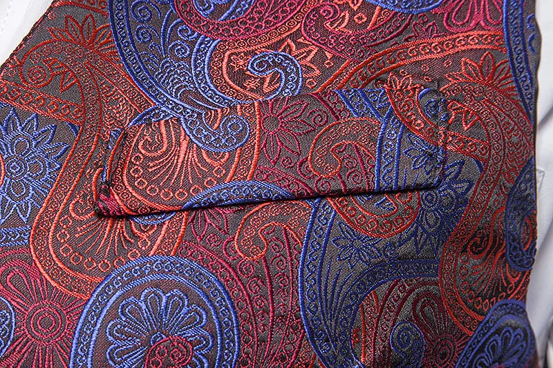 

Free Shipping Men's Cashew Flower Double-Breasted Print Vest Vest Jacket Men's Suit Vest Wedding Waistcoat Weste MJ190