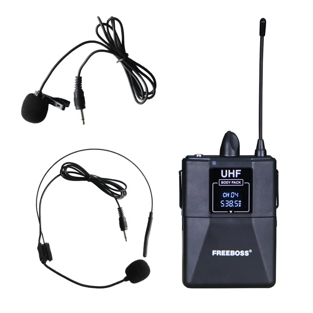 FREEBOSS FB U400H2 4 канальная UHF Беспроводная микрофонная система с 2 боди пакетами и