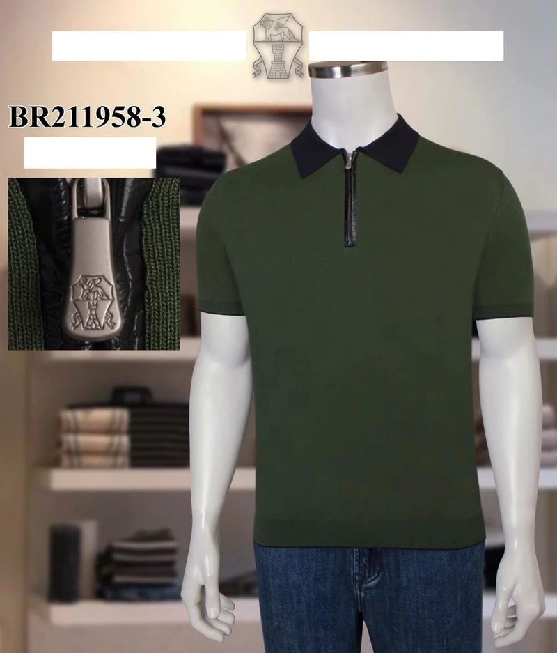 

BILLIONAIRE Polo shirt men 2021 new summer Silk Zipper leather Business button embroidery big size high quale size M~4XL